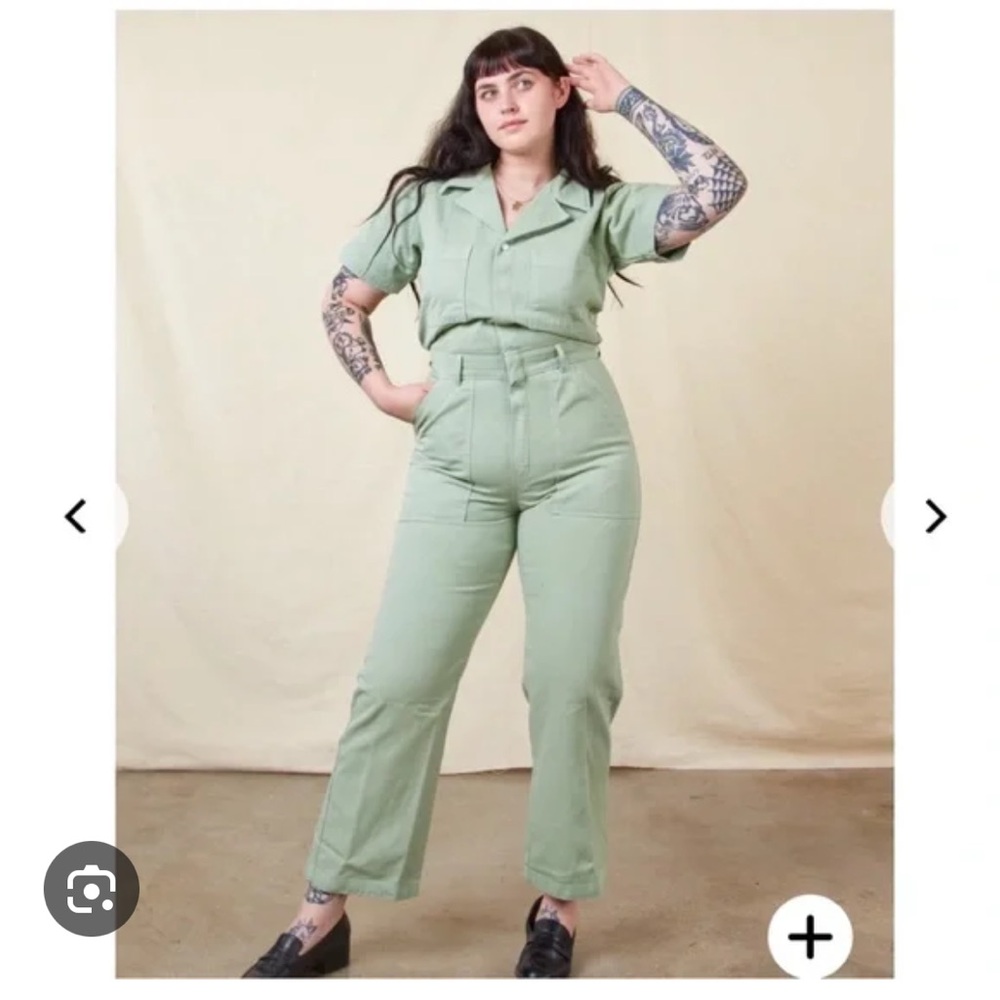 BIG BUD PRESS short sleeve jumpsuit - sage - m